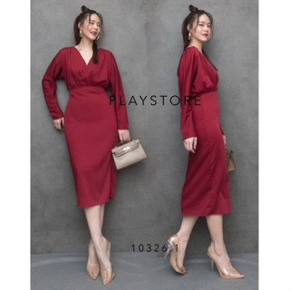 🔖 MirrorSister เดรสออกงาน ชุดออกงาน Dress ชุดทำงาน เดรสออกงาน เดรส ชุด เดรสสีพื้น กระโปรงทรงดินสอ ดูหรู งานแต่ง ออกงาน
