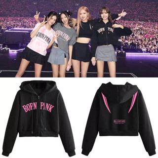 Pre เสื้อฮู้ดครอป LISA BLACKPINK BORN PINK