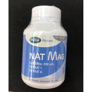 Mega NAT MAG ประกอบด้วยแมกนีเซียม 350 มิลลิกรัม วิตามิน B1 และ B6 รับประทานวันละ 1 เม็ดหลังอาหาร ขวดละ 30 เม็ด