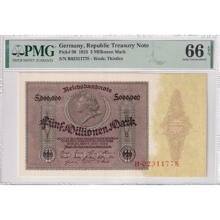 Germany 5 Millionen 1923 P 90  Gem UNC PMG 66 EPQ