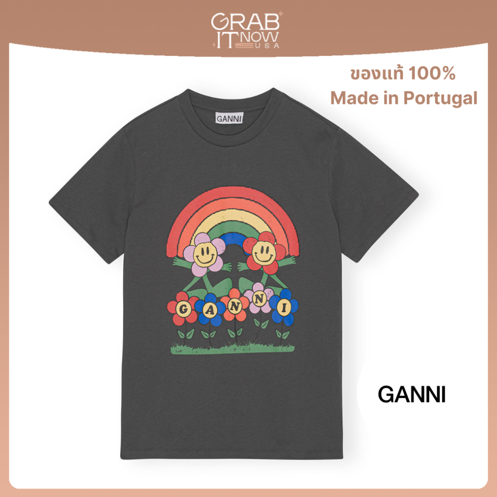 Pre ⚡️ Ganni Tshirt เสื้อยืดของแท้ 100% unisex ลาย Rainbow