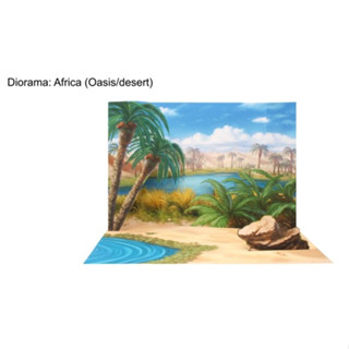 โมเดลกระดาษ 3D : ฉากหลัง 3D โอเอซิส ทะเลทรายแอฟริกา (Africa  Oasis  desert) กระดาษโฟโต้เนื้อด้าน  กันละอองน้ำ