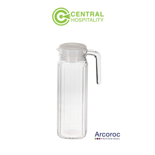 Arcoroc เหยือกน้ำ เหยือกแก้วฝาพลาสติก 1.1 ลิตร Quadro Jug 1.1L. นำเข้าจากฝรั่งเศษ - GAR10