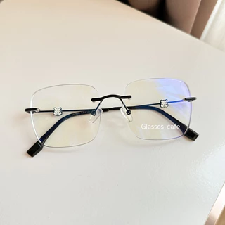 (ใหม่) แว่นไร้ขอบ สายตาสั้นบลูออโต้ กรองแสงสีฟ้า ปรับสีออโต้ ทรง oversized (22039B)