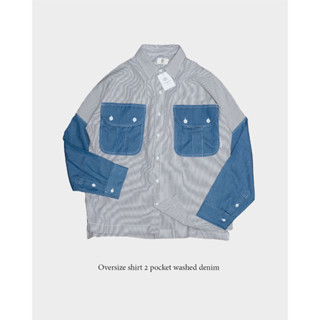 Oversize shirt 2pocket washed denim