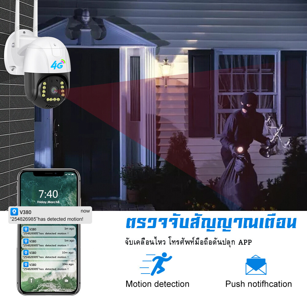 กล้องวงจรปิดใส่ซิมเน็ต 4G รุ่น 5/8MP กล้องใส่ซิม 4G TRUE DTAC AIS กล้องวงจรปิดไร้สาย ดูออนไลน์ได้ทั่วโลก กล้องวงจรปิด