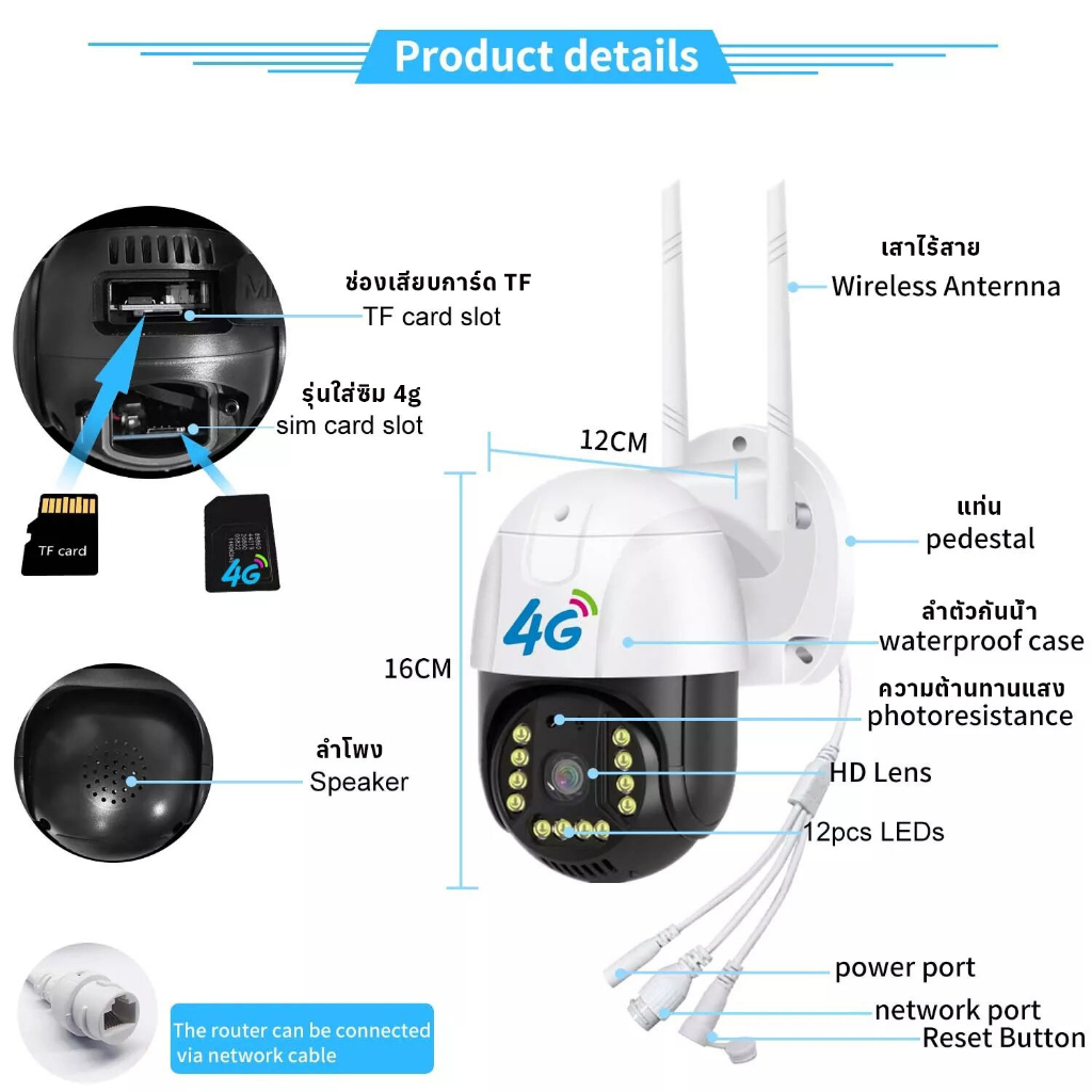 กล้องวงจรปิดใส่ซิมเน็ต 4G รุ่น 5/8MP กล้องใส่ซิม 4G TRUE DTAC AIS กล้องวงจรปิดไร้สาย ดูออนไลน์ได้ทั่วโลก กล้องวงจรปิด