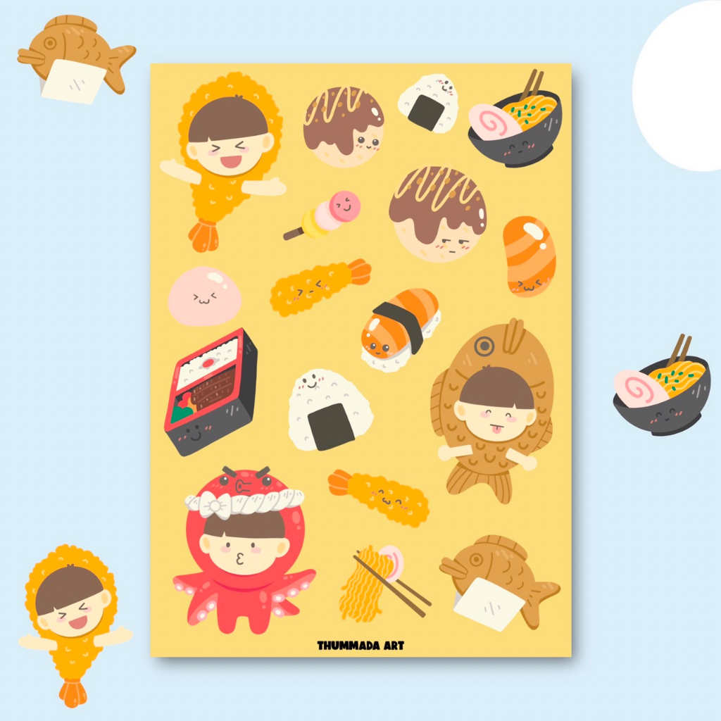 THUMMADA ART สติ๊กเกอร์ไดคัท Sticker - Japanese Food