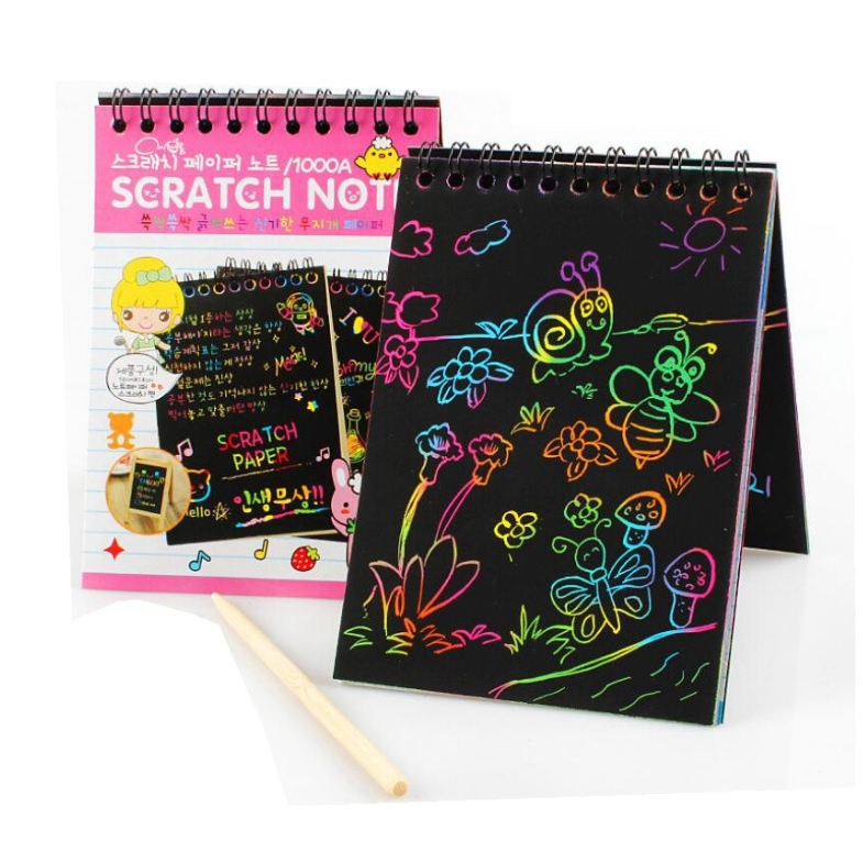 สมุดขูดสีรุ้ง สมุดโน๊ตขูดสีรุ้ง สเก็ตซ์ภาพ กระดาษวาดรูป Graffiti Scratch Paper Note
