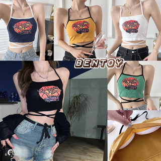 Bentoy (bratop6629) เสื้อสายเดียว ไหมพรม สายผูกเอว เซ็กซี่ ไส่สบาย มีฟองน้ำในตัว