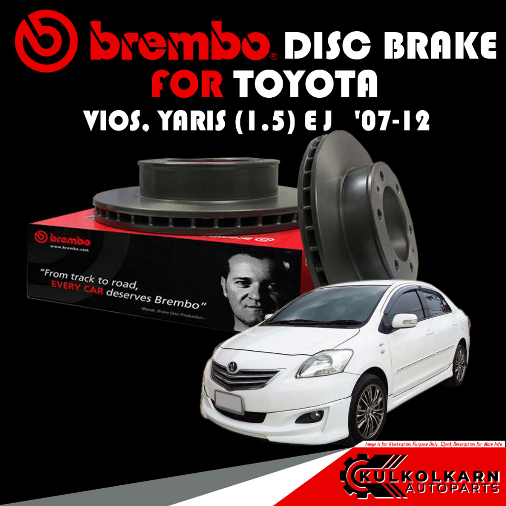 จานเบรกหน้า BREMBO TOYOTA VIOS, YARIS (1.5) E J ปี 07-12 (09 A707 11)