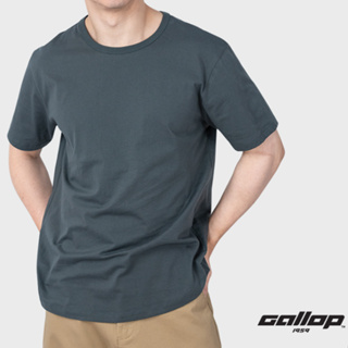 GALLOP : Mens Wear เสื้อยืดคอกลมชายโค้ง (Round-necked) รุ่น GBT9002 สี Charcoal - เทาชาโคล