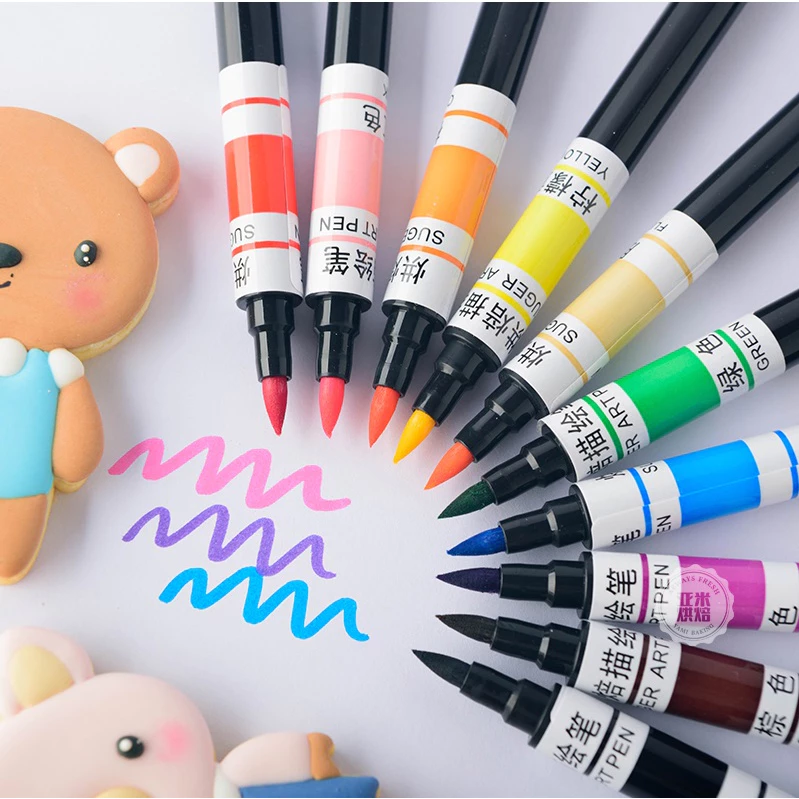 ปากกาสีเขียนหน้าขนม สีน้ำตาลวาดขนมงานฟองดองกินได้ แบบ 2หัว