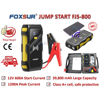 Foxsur จั๊มสตาร์ท Jump Start 12V 600/1200A 39800mAh พร้อม Power Bank 2 USBs ไฟ LED และ Wireless Charge รุ่น FJS-800