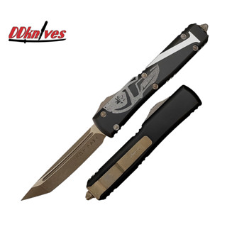 มีดออโต้ Microtech Ultratech T/E OTF Auto Knife Molon Labe Bronze Blade, Black Handles (123-13MLS)