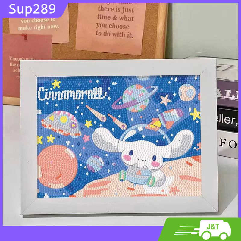 ครอสติสคริสตัล ภาพติดเพชรพร้อมกรอบรูป ซินนามอนโรล ภาพวาดเพชรจิตรกรรม DIY สำหรับเด็ก
