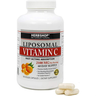 HerbShop Liposomal Vitamin C 2,100 mg.180 Veggle Capsules ต้านอนุมูลอิสระ ไลโปโซมอลวิตามิน C กรดแอสคอร์บิก