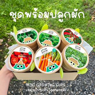 Pitter Patter ชุดปลูกผัก ชุดพร้อมปลูกสำหรับเด็กและผู้ใหญ่ mini growing cups (จัดเซ็ตของขวัญ 6 ถ้วย ฟรี)