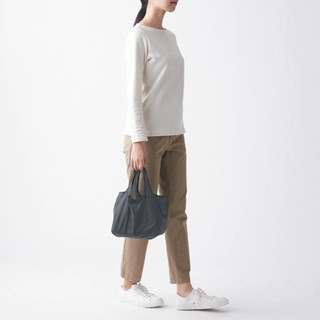 MUJI (มูจิ) กระเป๋าช้อปปิ้งผ้าไนลอนพับเก็บได้ ทรงกว้าง สีเทาถ่าน nylon shopping bag shoulder (gray)