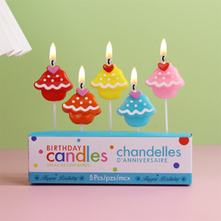 พร้อมส่ง • เทียนวันเกิด เทียนคัพเค้ก Cupcake Candles ขายแยก/set5pcs