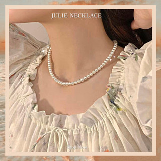 🏝️JULIE NECKLACE 🪸🫧 สร้อยลูกปัด ไข่มุกเทียม 6 mm. อะไหล่ชุบทองคำขาว 18 k gold สร้อยลูกปัดล้วน สีครีม