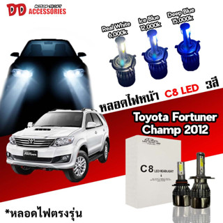 หลอดไฟหน้า C8 LED ไฟ 3 สี ขั้วตรงรุ่น Toyota Fortuner 2012-2014 ใช้กับุ่นโคมธรรมดาเท่านั้น มีพัดลมในตัว ราคาต่อ 1 คู่