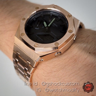 G-Shock Ga-2100-1a1 Ap Stainless Rose Gold หน้า All Black ของแท้100% ประกันศูนย์1ปี