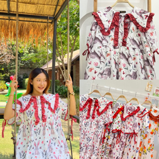 Maxidress ชุดเดรสคอปก ชุดเดรสลายดอกไม้ ชุดเดรสสีสันสดใส ชุดใส่เที่ยวทะเล ชุดเดรสแฟชั่นเกาหลี ชุดใส่ทำงาน ชุดคลุมท้อง