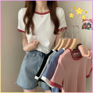 เสื้อครอปคอกลม แขนสั้น คอกลม สุดน่ารัก