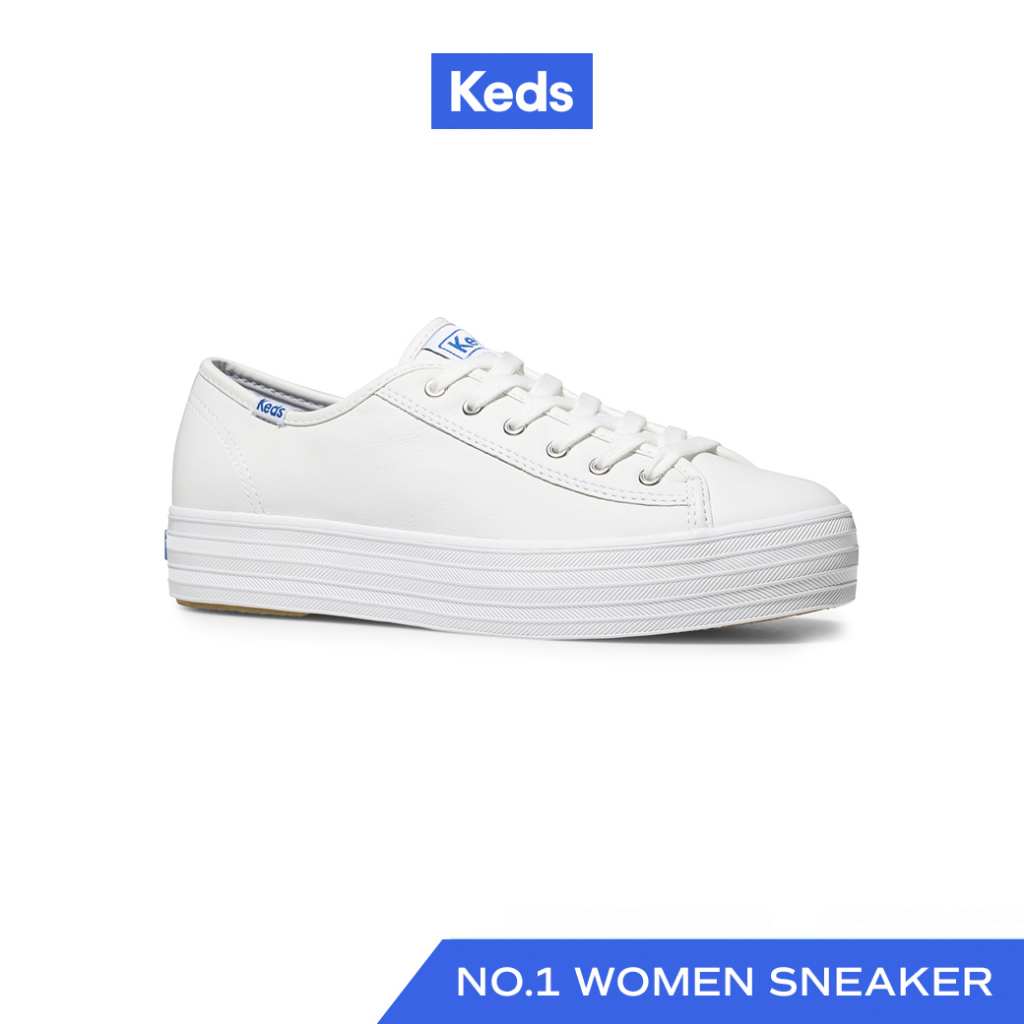 KEDS รองเท้าผ้าใบหนัง มีส้น รุ่น TRIPLE KICK LEATHER สีขาว ( WH57310 )