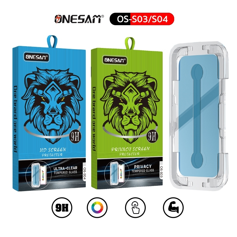 ฟิล์มกันรอยกระจกพร้อมบล็อคติดเอง ONESAM รุ่น OS-S03/OS-S04 ติดง่ายแม่นยำเพียงลอกและแปะ
