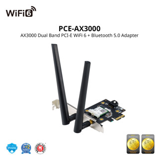 ASUS PCE-AX3000 Dual Band PCI-E WiFi 6 (802.11ax). Supporting 160MHz, Bluetooth 5.0, WPA3 network security, OFDMA and MU