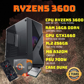 คอมประกอบ AMD RYZEN5 3600 6C12T/ RAM 16GB 3200 / M.2 256GB / GTX1660S พร้อมใช้งาน สินค้าใหม่ประกัน 3ปี