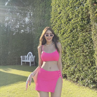 Sunora *23065* ชุดว่ายน้ำ เสื้อ + กระโปรงมี7สี เซ็ต2ชิ้นแต่งห่วงด้านข้าง ได้ความเซ็กซี่ในตัว