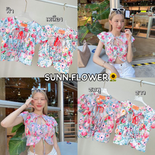 Sunn.flower🌻 เสื้อแขนสั้นทรงใหม่ ผูกคอเว้าช่วงอกติดกระดุมมุก