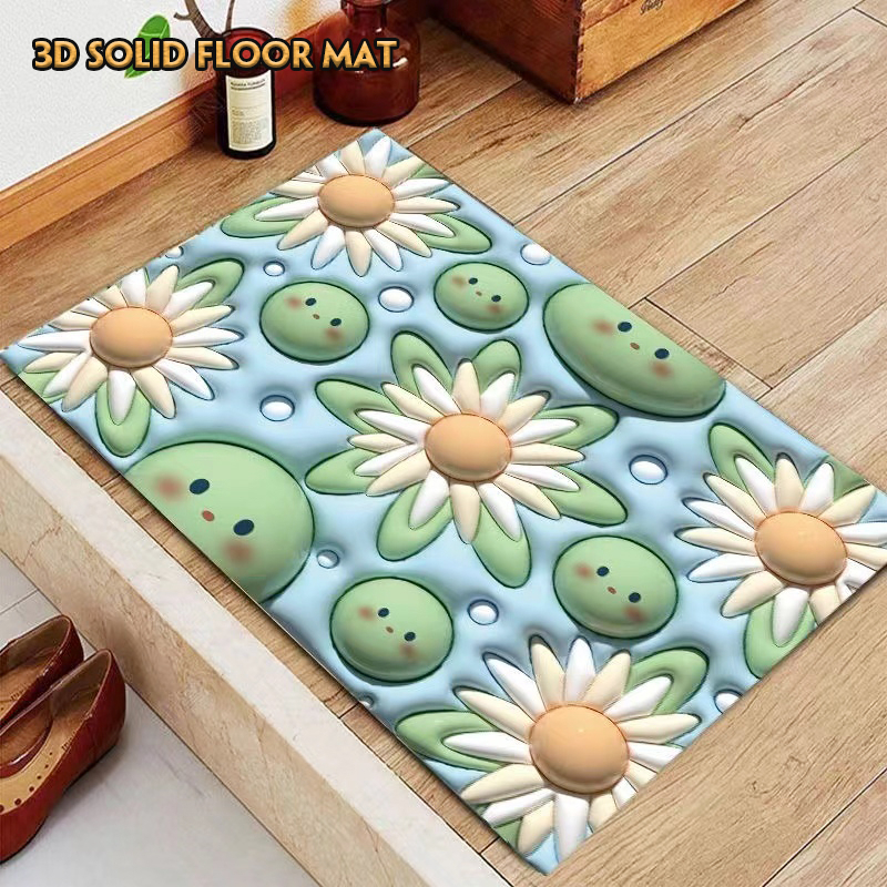 แบบแห้งเร็ว พรมเช็ดเท้า ลายการ์ตูน 3D ลายดอกไม้ 3มิติ พรมลาย 3มิติ กันลื่น สําหรับห้องครัว ห้องน้ำ ข