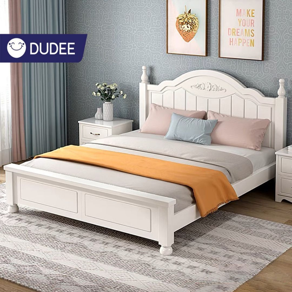 DUDEE เตียงนอนไม้สน ทรงสวยคลาสสิค เพิ่มความหรูหราในห้องของคุณ