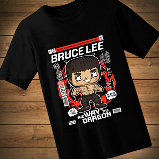 #027 เสื้อยืดลายการ์ตูน BRUCE  LEE เสื้อยืดสีดำ เสื้อใส่เล่น เสื้อยืด เสื้อคอกลม ใส่สบาย เสื้อสกรีน เสื้อสั่งทำ เสื้อยืด