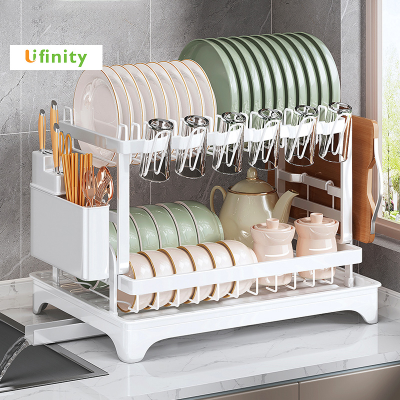 Lifinity ที่วางจานพร้อมที่วางช้อนส้อมและเขียง ระบบระบายน้ำอัตโนมัติ หมุนได้ 360 องศา