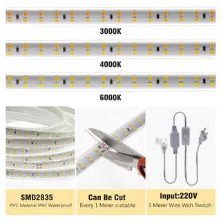 ไฟเส้น แถบไฟ LED ความหนาแน่นสูง ยืดหยุ่น ไฟปีใหม่ 220V ไฟแต่งสวน ไฟติดห้อง เปลี่ยนฟรี ไฟสายยาง 5M/ 10M/15M/20M