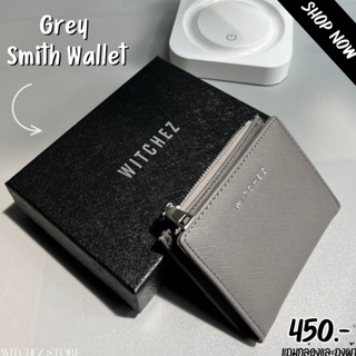 หนังกันรอยสีเทา รุ่น GREY SMITH WALLETกระเป๋าสตางค์ใบสั้นบางเฉียบUnisex