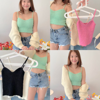 [ใส่โค้ด WYMZXU ลดทันที 15%] 🍵🥣Fufu tank top 🍵🥣เสื้อกล้ามไหมพรม