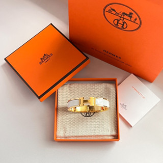 New Hermes Clic H bracelet สีขาว อะไหล่ทอง