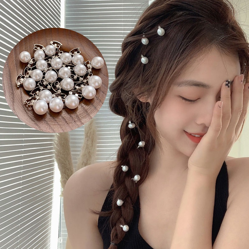 [PS-พร้อมส่งในไทย-10 เม็ด] ลูกปัดติดผมไข่มุก ตัวล็อคแน่นหนา งานมุกสวย เนื้อผิวเงา เล่นแสง สามารถใช้ได้ทั้งเด็กและผู้ใหญ่