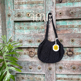 [🌻สินค้าพร้อมส่ง🌻]กระเป๋าถัก‼️แถมดอกไม้หน้ายิ้ม 🖤LongChamp crochet Bag style🤍 By.Jynnaa