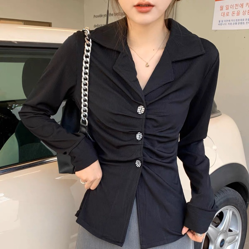 TB-SIRT  เสื้อเชิ้ตคอปก เเต่งกระดุมทอง 3เม็ด ทรงสวยทรงเซ็กกซี่มาก ใส่ได้บ่อยไม่มีเอ้าท์ ราคา ถูกที่สุด ดีลบีเคเค แกลเลอรีภาพที่ 2