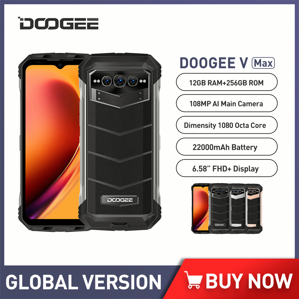 Doogee V Max 5G สมาร์ทโฟน 22000mAh 12GB 256GB 6nm Octa Core โปรเซสเซอร์กล้อง 108MP 120Hz ทนทาน สําหรับโทรศัพท์มือถือ