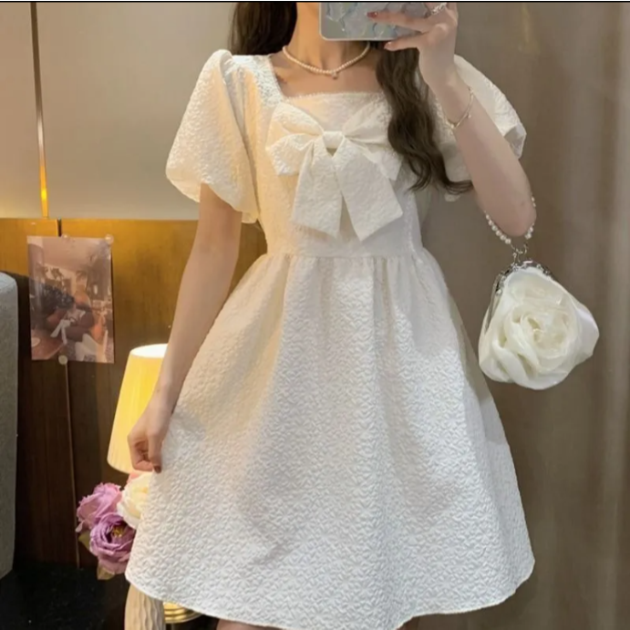 💋เดรสไซส์ใหญ่,ชุดฝรั่งเศส,ปิดพุงแล้วดูผอม,เดรสสีพื้น,เสื้อผ้าสาวอ้วน,เสื้อผ้าผู้หญิงไซส์ใหญ่