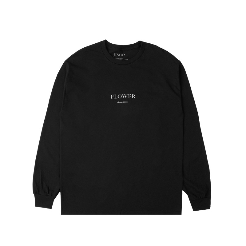 Pre // JISOO FLOWER TEXT CHARCOAL แขนยาว นำเข้าจากอเมริกา