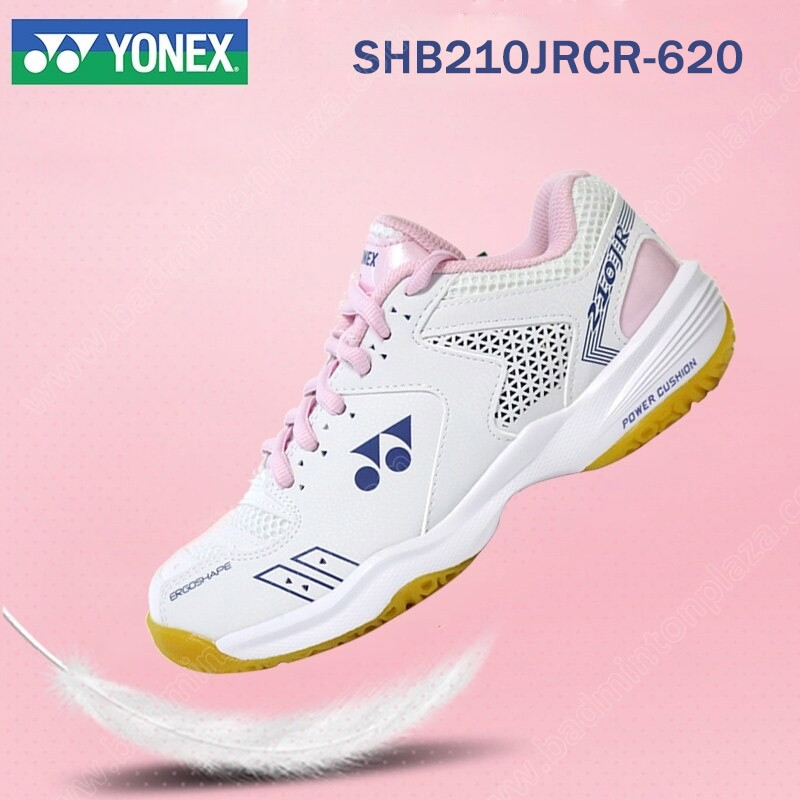【 ของแท้ % 】รองเท้าแบดมินตันเด็กโยเน็กซ์ CUSHION 210 สีขาว (SHB210JRCR-620)
